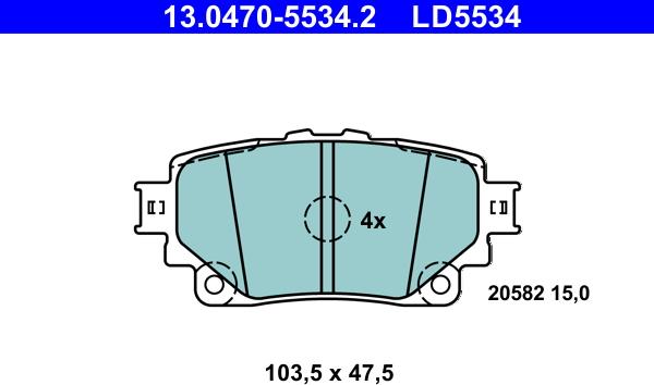 ATE 13.0470-5534.2 - Тормозные колодки, дисковые, комплект parts5.com