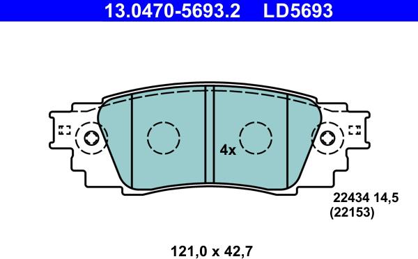 ATE 13.0470-5693.2 - Тормозные колодки, дисковые, комплект parts5.com