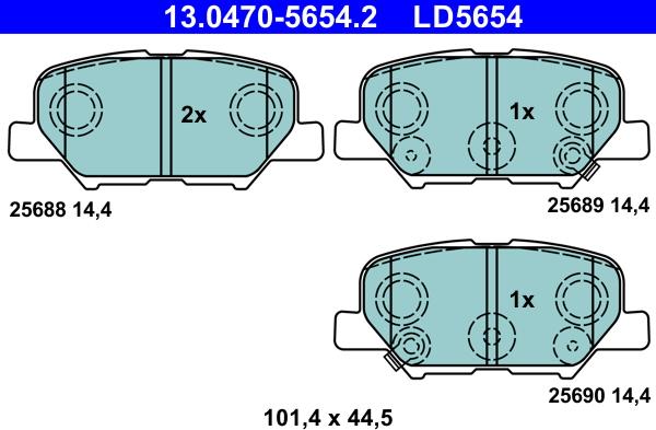 ATE 13.0470-5654.2 - Тормозные колодки, дисковые, комплект parts5.com