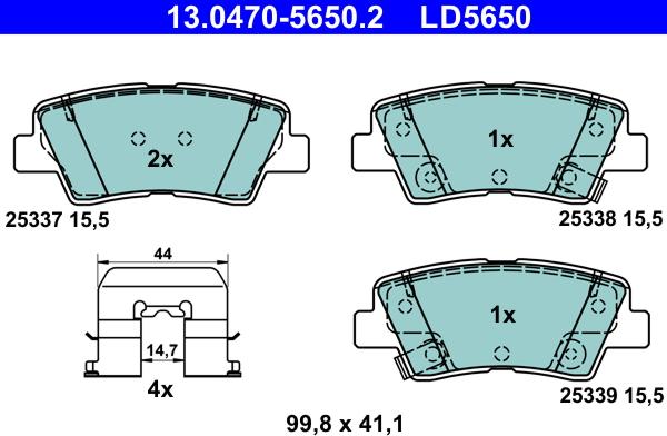 ATE 13.0470-5650.2 - Тормозные колодки, дисковые, комплект parts5.com