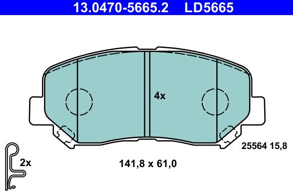 ATE 13.0470-5665.2 - Тормозные колодки, дисковые, комплект parts5.com