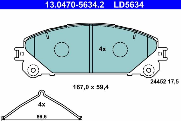 ATE 13.0470-5634.2 - Тормозные колодки, дисковые, комплект parts5.com