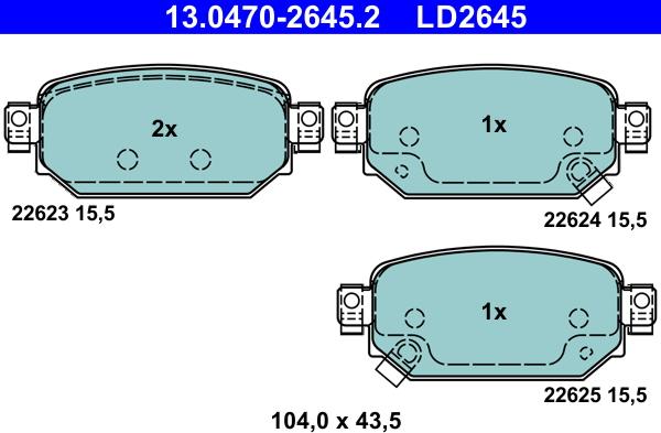 ATE 13.0470-2645.2 - Тормозные колодки, дисковые, комплект parts5.com