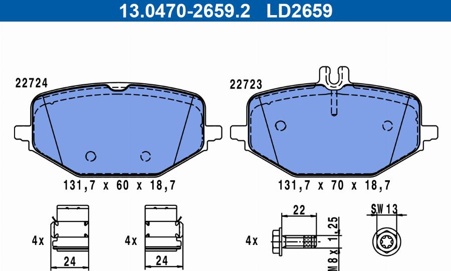 ATE 13.0470-2659.2 - Тормозные колодки, дисковые, комплект parts5.com