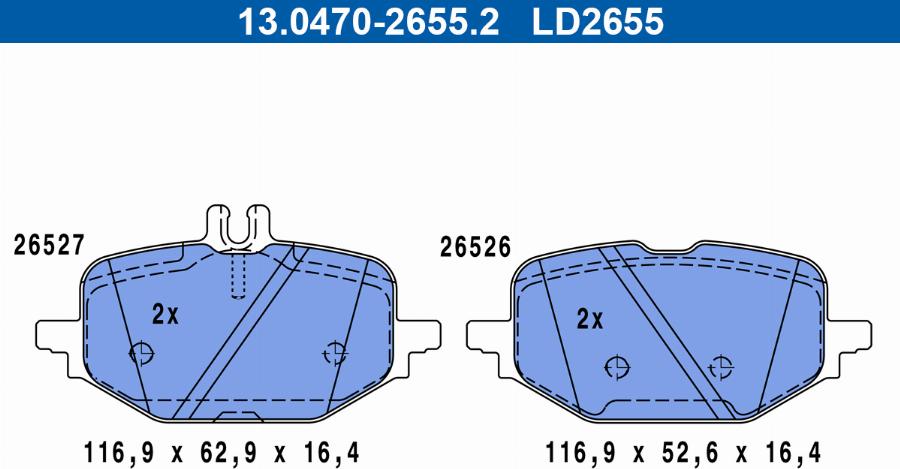 ATE 13.0470-2655.2 - Тормозные колодки, дисковые, комплект parts5.com