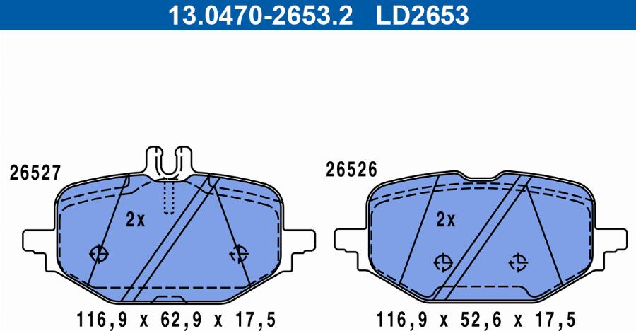 ATE 13.0470-2653.2 - Тормозные колодки, дисковые, комплект parts5.com