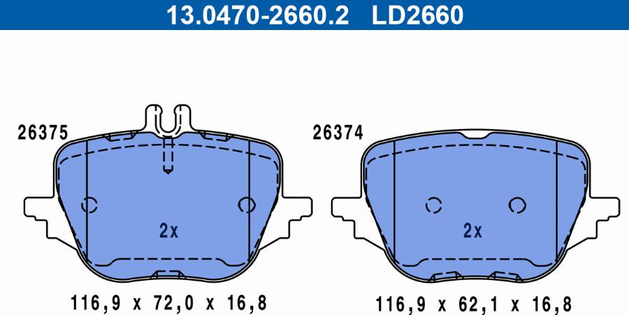 ATE 13.0470-2660.2 - Тормозные колодки, дисковые, комплект parts5.com