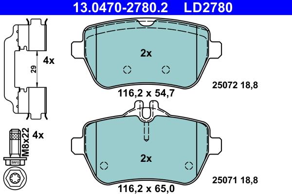 ATE 13.0470-2780.2 - Тормозные колодки, дисковые, комплект parts5.com