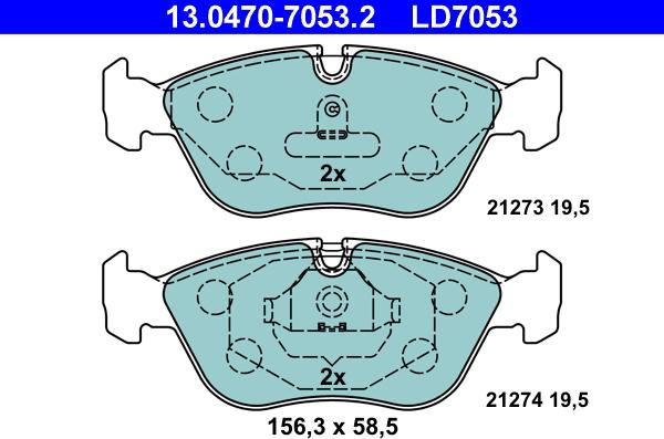 ATE 13.0470-7053.2 - Тормозные колодки, дисковые, комплект parts5.com