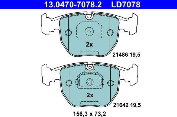 ATE 13.0470-7078.2 - Тормозные колодки, дисковые, комплект parts5.com