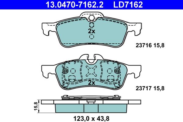 ATE 13.0470-7162.2 - Juego de pastillas de freno parts5.com