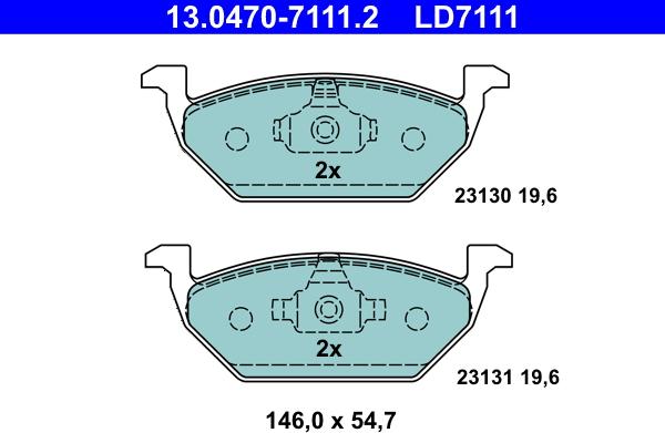 ATE 13.0470-7111.2 - Тормозные колодки, дисковые, комплект parts5.com