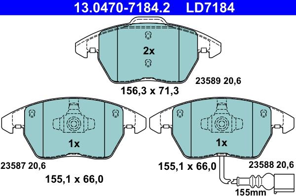 ATE 13.0470-7184.2 - Тормозные колодки, дисковые, комплект parts5.com