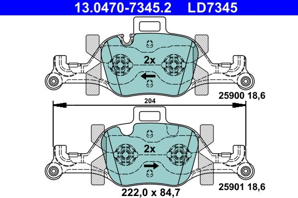 ATE 13.0470-7345.2 - Тормозные колодки, дисковые, комплект parts5.com