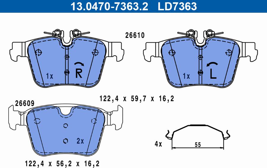 ATE 13.0470-7363.2 - Тормозные колодки, дисковые, комплект parts5.com