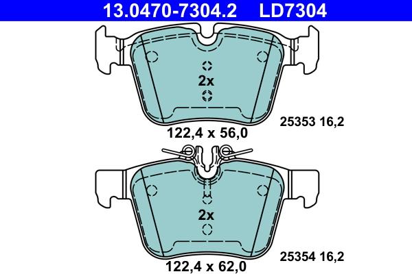 ATE 13.0470-7304.2 - Тормозные колодки, дисковые, комплект parts5.com