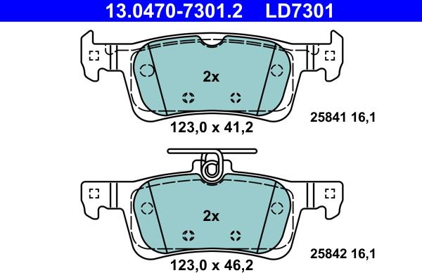 ATE 13.0470-7301.2 - Тормозные колодки, дисковые, комплект parts5.com