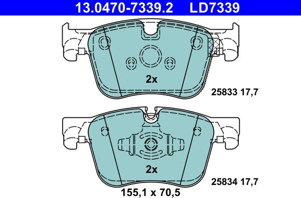 ATE 13.0470-7339.2 - Тормозные колодки, дисковые, комплект parts5.com