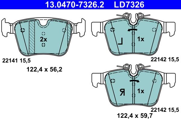 ATE 13.0470-7326.2 - Тормозные колодки, дисковые, комплект parts5.com