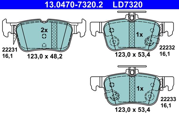 ATE 13.0470-7320.2 - Тормозные колодки, дисковые, комплект parts5.com