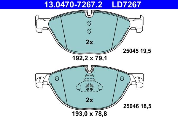 ATE 13.0470-7267.2 - Тормозные колодки, дисковые, комплект parts5.com