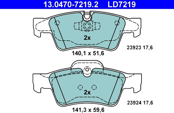 ATE 13.0470-7219.2 - Тормозные колодки, дисковые, комплект parts5.com