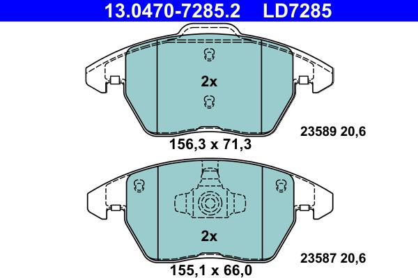 ATE 13.0470-7285.2 - Тормозные колодки, дисковые, комплект parts5.com