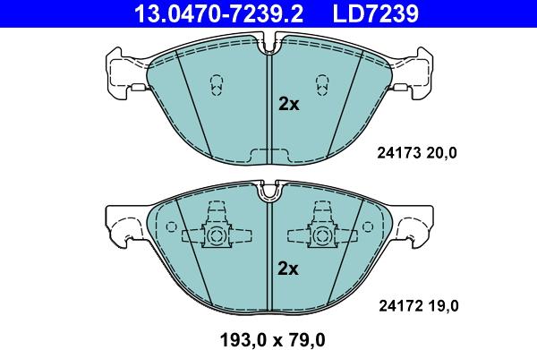 ATE 13.0470-7239.2 - Тормозные колодки, дисковые, комплект parts5.com