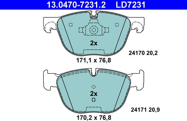 ATE 13.0470-7231.2 - Тормозные колодки, дисковые, комплект parts5.com