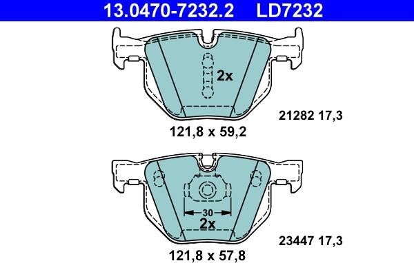 ATE 13.0470-7232.2 - Тормозные колодки, дисковые, комплект parts5.com