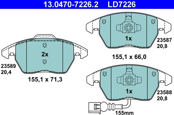 ATE 13.0470-7226.2 - Тормозные колодки, дисковые, комплект parts5.com