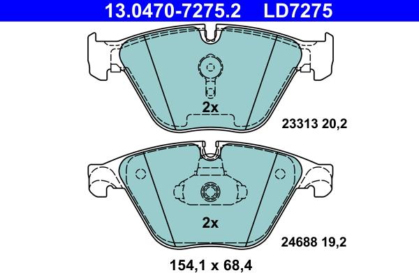 ATE 13.0470-7275.2 - Тормозные колодки, дисковые, комплект parts5.com