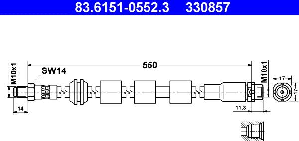 ATE 83.6151-0552.3 - Тормозной шланг parts5.com