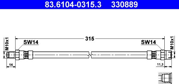 ATE 83.6104-0315.3 - Тормозной шланг parts5.com