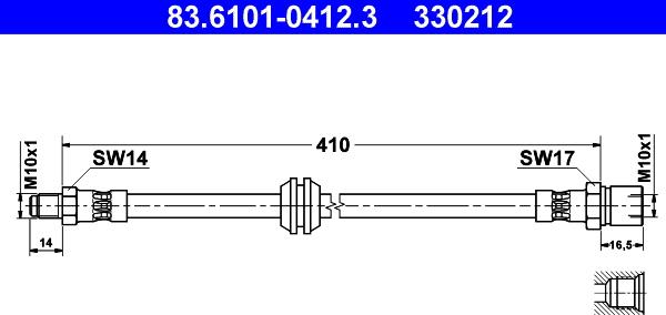 ATE 83.6101-0412.3 - Brake Hose parts5.com