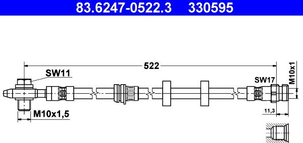 ATE 83.6247-0522.3 - Тормозной шланг parts5.com