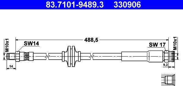 ATE 83.7101-9489.3 - Тормозной шланг parts5.com