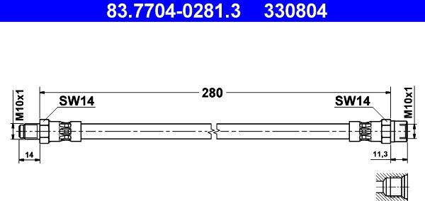 ATE 83.7704-0281.3 - Brake Hose parts5.com