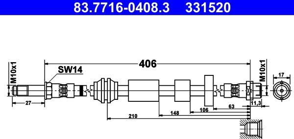 ATE 83.7716-0408.3 - Тормозной шланг parts5.com