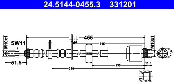 ATE 24.5144-0455.3 - Тормозной шланг parts5.com