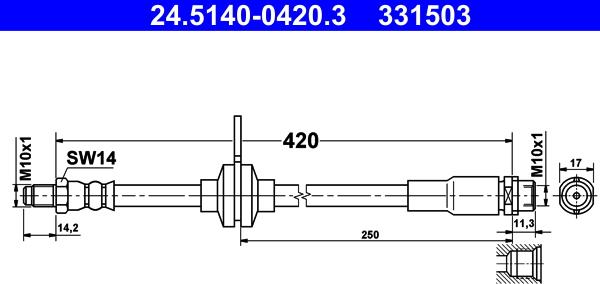 ATE 24.5140-0420.3 - Тормозной шланг parts5.com