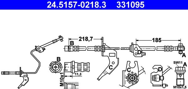 ATE 24.5157-0218.3 - Brake Hose parts5.com