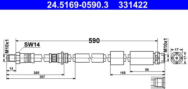 ATE 24.5169-0590.3 - Тормозной шланг parts5.com