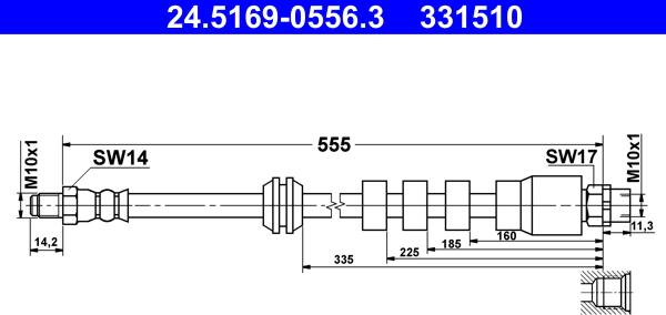 ATE 24.5169-0556.3 - Тормозной шланг parts5.com