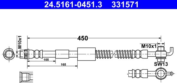 ATE 24.5161-0451.3 - Тормозной шланг parts5.com