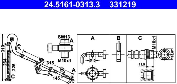 ATE 24.5161-0313.3 - Brake Hose parts5.com