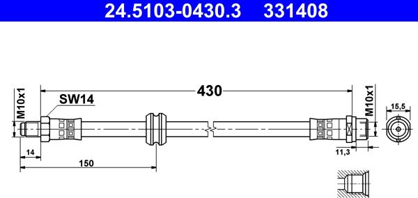 ATE 24.5103-0430.3 - Тормозной шланг parts5.com