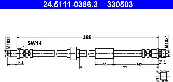 ATE 24.5111-0386.3 - Тормозной шланг parts5.com