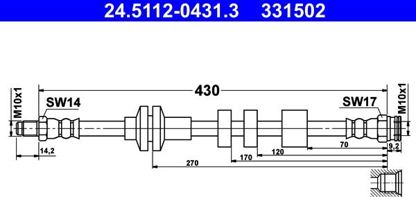 ATE 24.5112-0431.3 - Тормозной шланг parts5.com