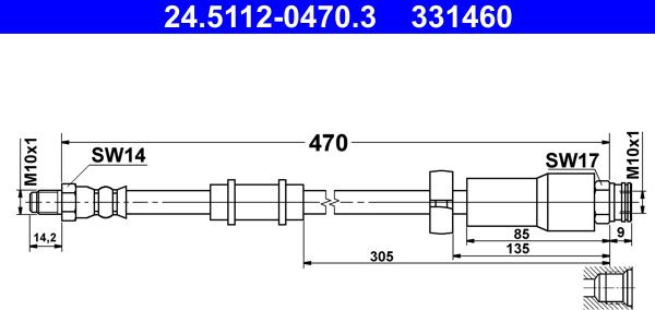 ATE 24.5112-0470.3 - Тормозной шланг parts5.com